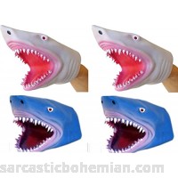 S.S 4 Pack Soft Rubber Realistic 6 Inch Great Shark Hand Puppet Blue and White B072R1HN1N
